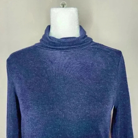 Apt. 9 women's sparkly blue mock neck long sleeve top size PXS - Picture 3 of 8